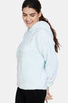 Zivame Fluffy Fur Knit Hoodie Sweatshirt - Baby Blue — thumbnail 2